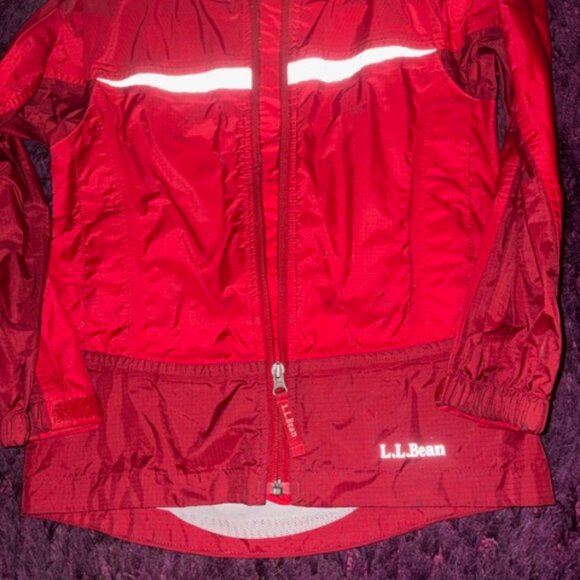 Vintage L.L. Bean Kids Windbreaker Red Reflective Hooded Jacket - Picture 3 of 8